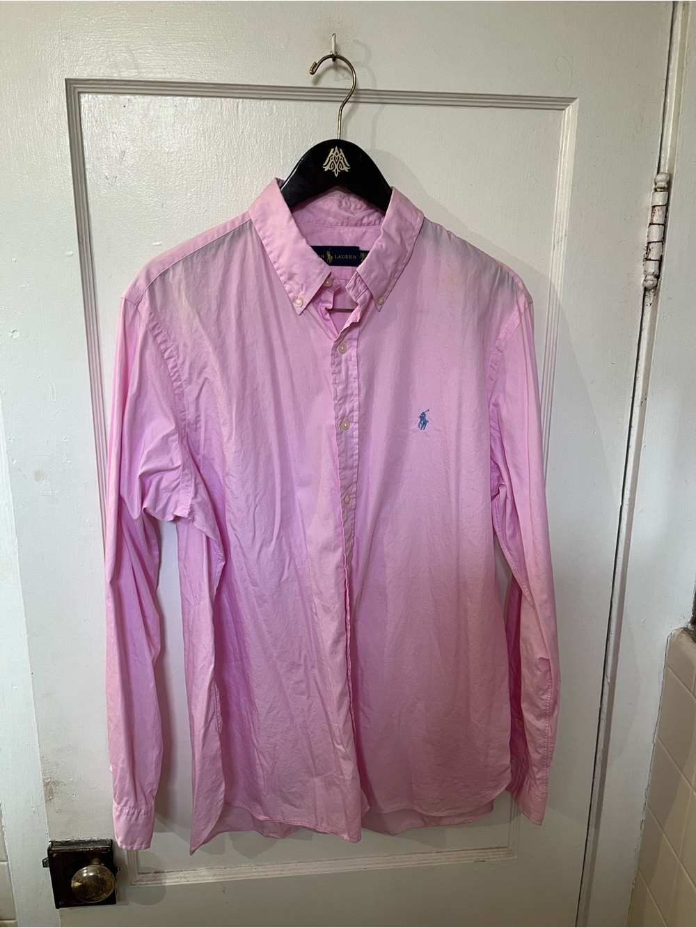 Ralph Lauren Men’s Pink Dress Shirt 16.5 42 Classic Fit Button Down Preppy EUC